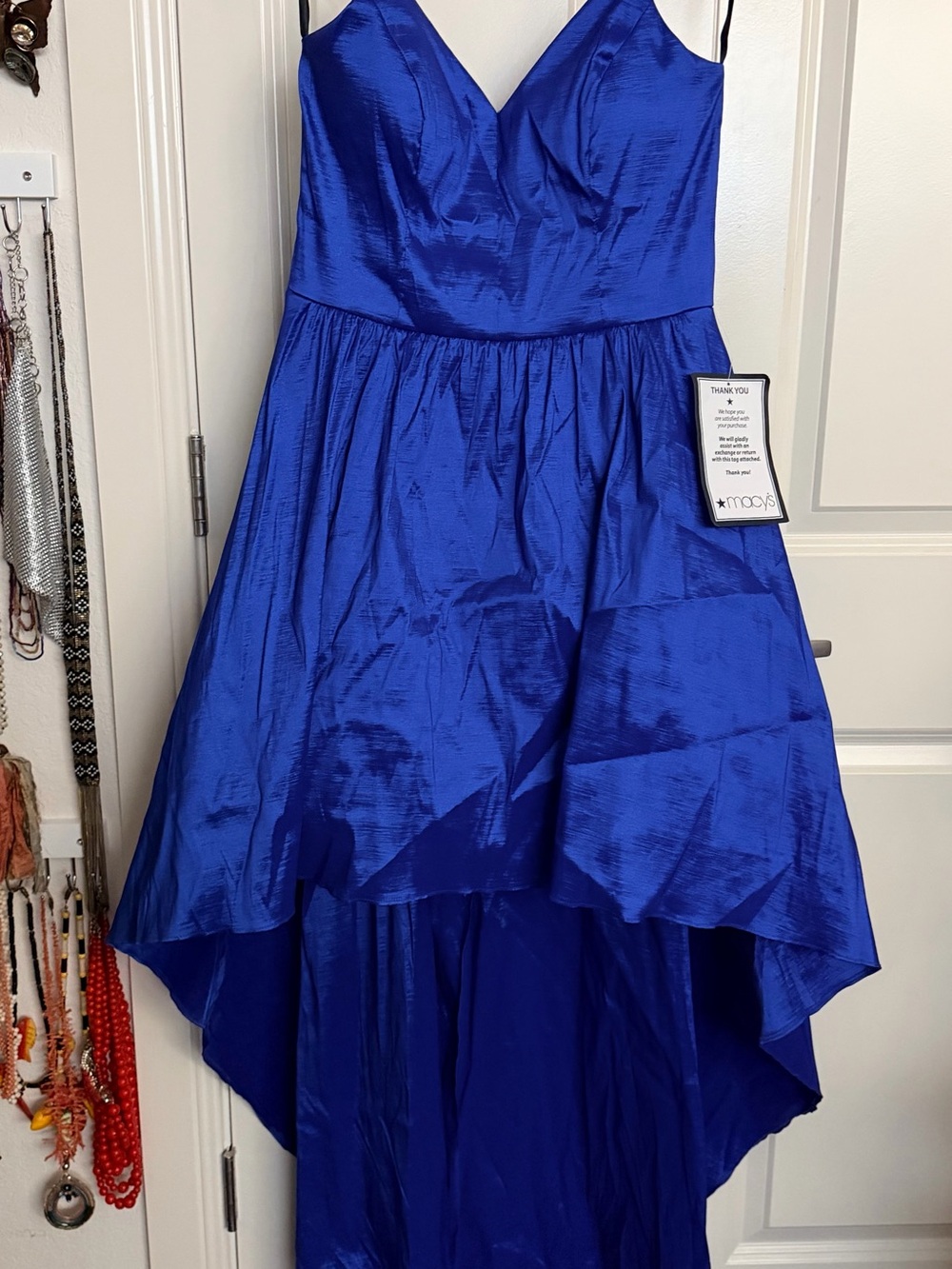 B.Darlin Cobalt Blue V-Neck High-Low Party Dress
